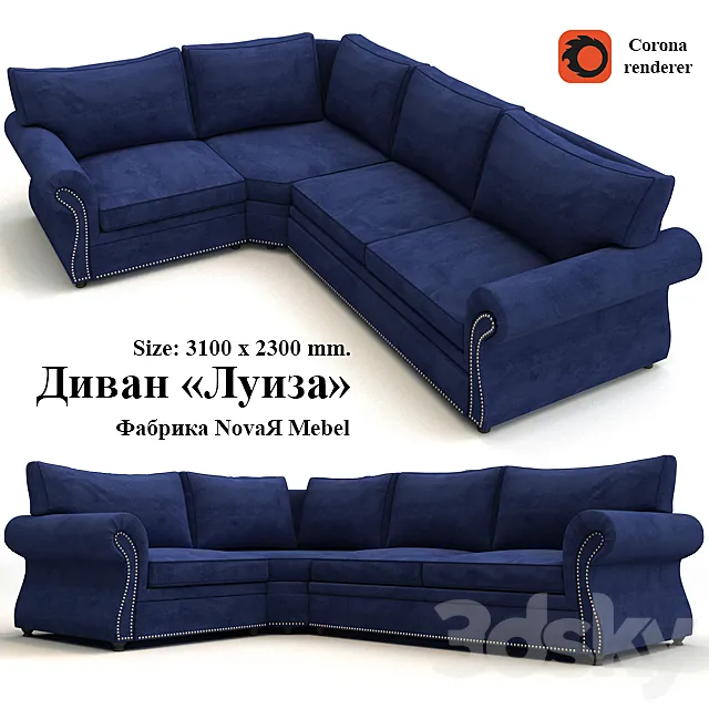 Sofa “Louise” corner 3D Model Sofa “Louise” corner 3D Model