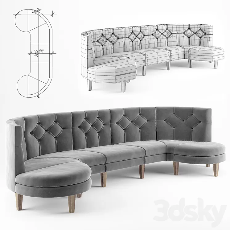 Sofa "Manon" modular v.0 \/ Sofa MANON 3-seat v.0 3D Model