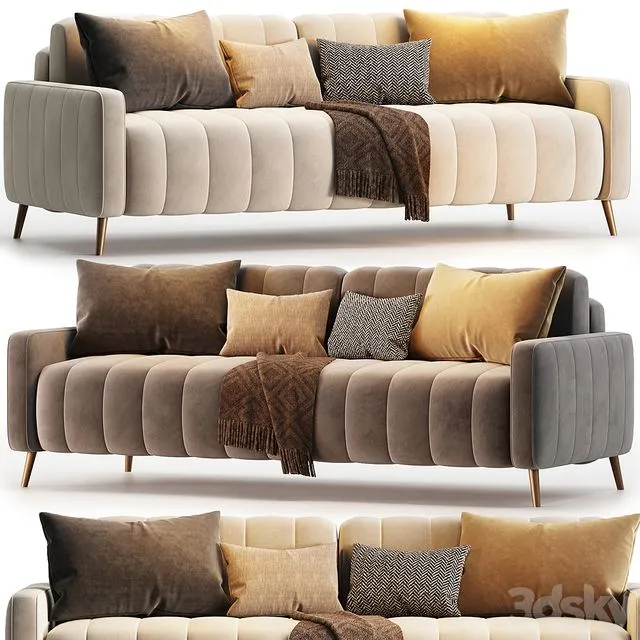 Sofa Markful Velvet Gray 3D Model Sofa Markful Velvet Gray 3D Model