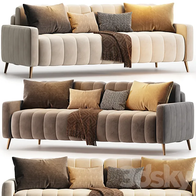 Sofa Markful Velvet Gray 3D Model Sofa Markful Velvet Gray 3D Model