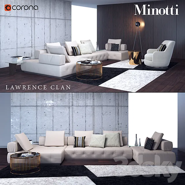 Sofa Minotti Lawrence CLAN 3D Model