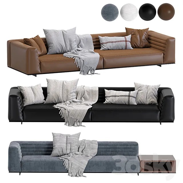 Sofa Minotti Roger _ 2 Version Leather & Velvet 3DModel Sofa Minotti Roger _ 2 Version Leather & Velvet 3DModel