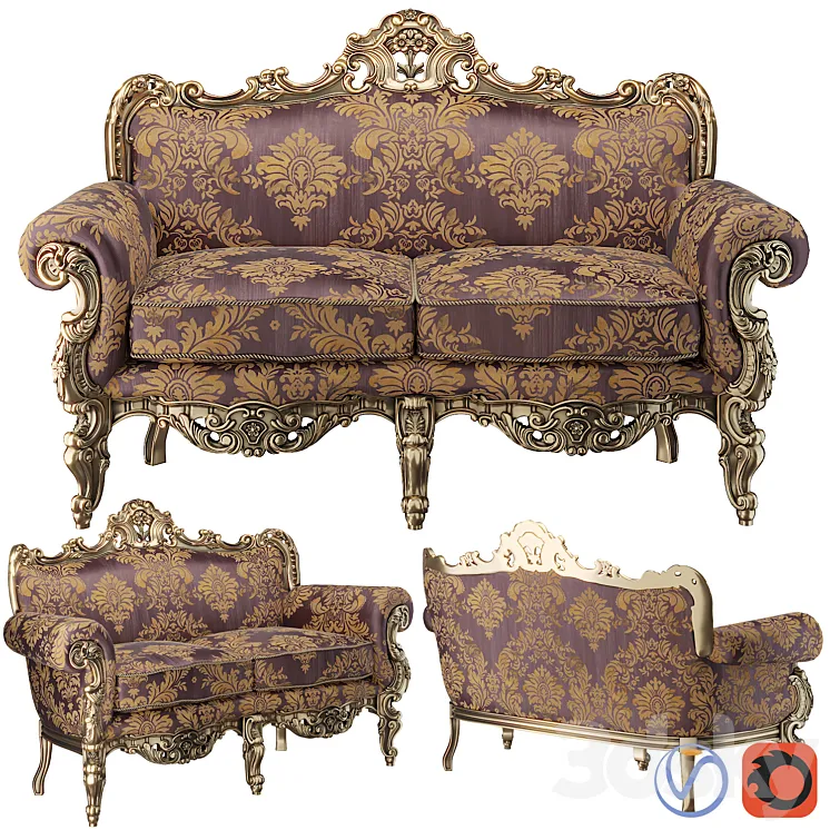 Sofa Modenese Gastone Villa Venezia 3D Model Free Download
