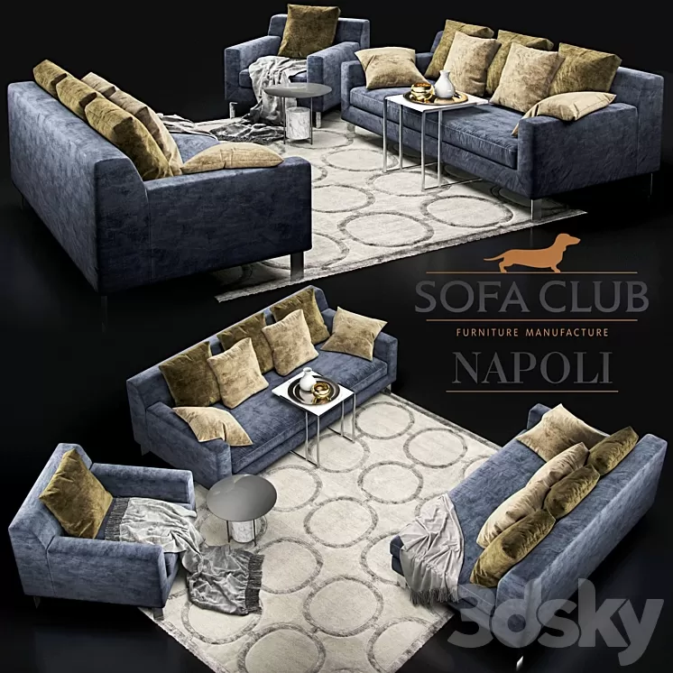 Sofa Napoli Sofa Club blue 3D Model