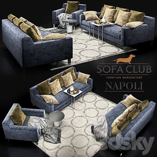 Sofa Napoli Sofa Club blue 3DModel Sofa Napoli Sofa Club blue 3DModel