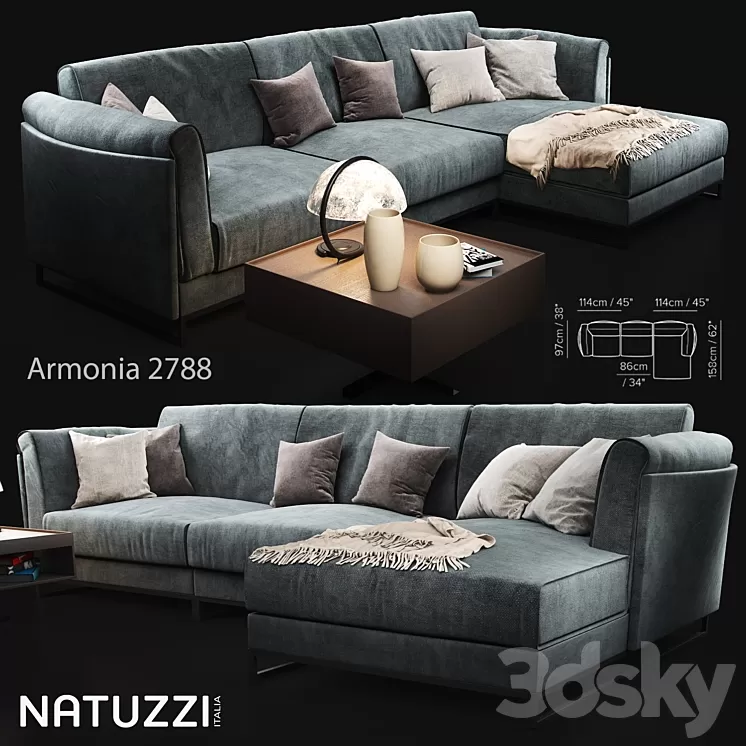Sofa Natuzzi Armonia 2788 3D Model Sofa Natuzzi Armonia 2788 3D Model