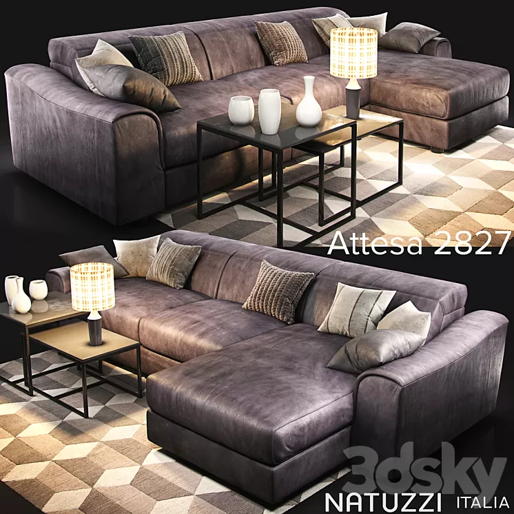 Sofa Natuzzi Attesa2827 3D Model Sofa Natuzzi Attesa2827 3D Model