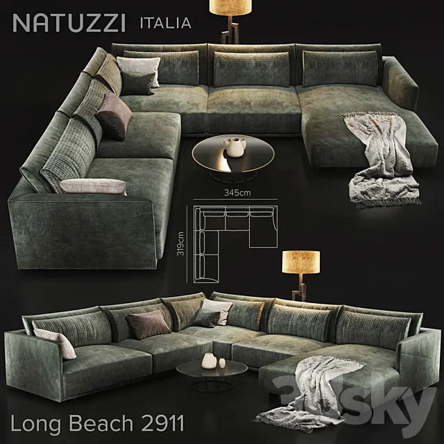 Sofa natuzzi LongBeach 2911 3D Model Sofa natuzzi LongBeach 2911 3D Model