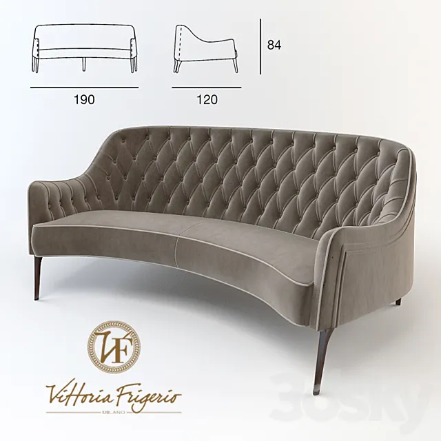 Sofa Poggi.Small sofa bergere capitone 3D Model Sofa Poggi.Small sofa bergere capitone 3D Model