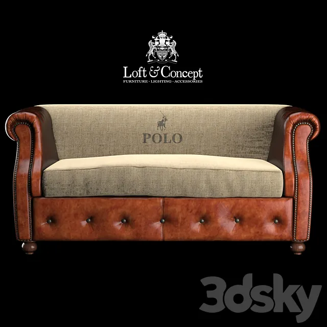 SOFA POLO BROWN LEATHER 3D Model SOFA POLO BROWN LEATHER 3D Model