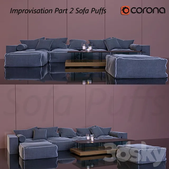 Sofa Puffs 3D Model Sofa Puffs 3D Model