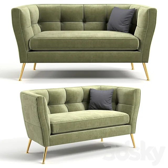 Sofa Rimini Green 2-Seater 160cm 3D Model