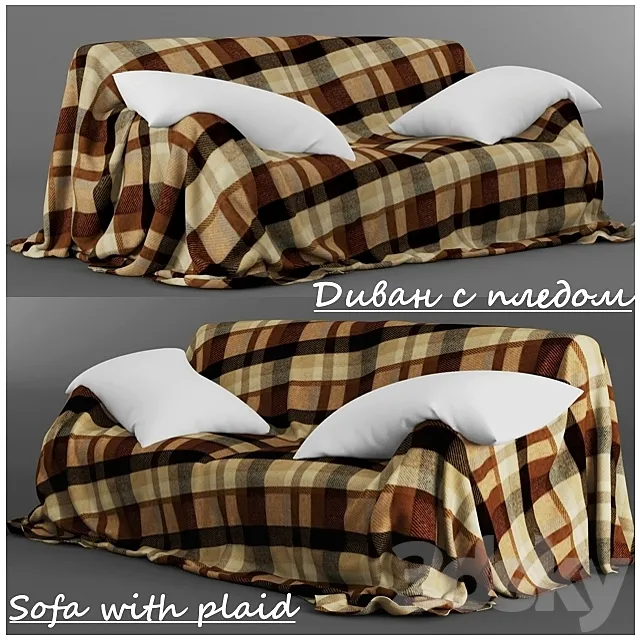 Sofa with a blanket 3D Model