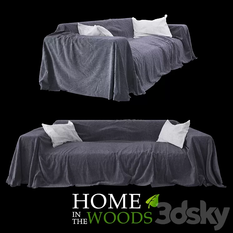 Sofa with cover 3D Model