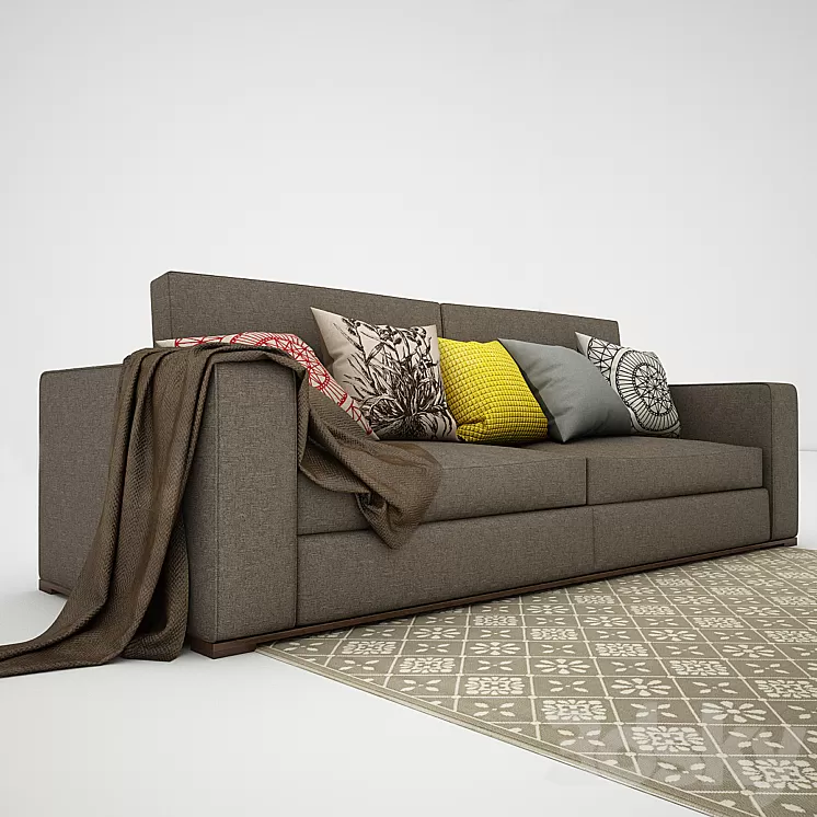 sofa with pillows 3D Model
