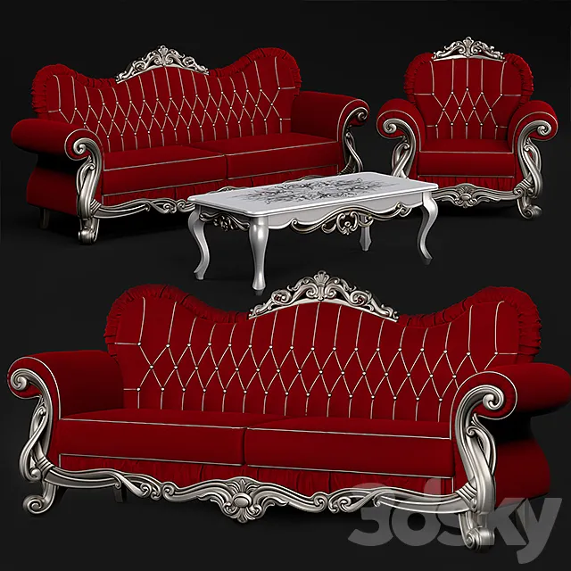Sofa_Armchair Classic №1 “MONDELUX” 3D Model Sofa_Armchair Classic №1 “MONDELUX” 3D Model