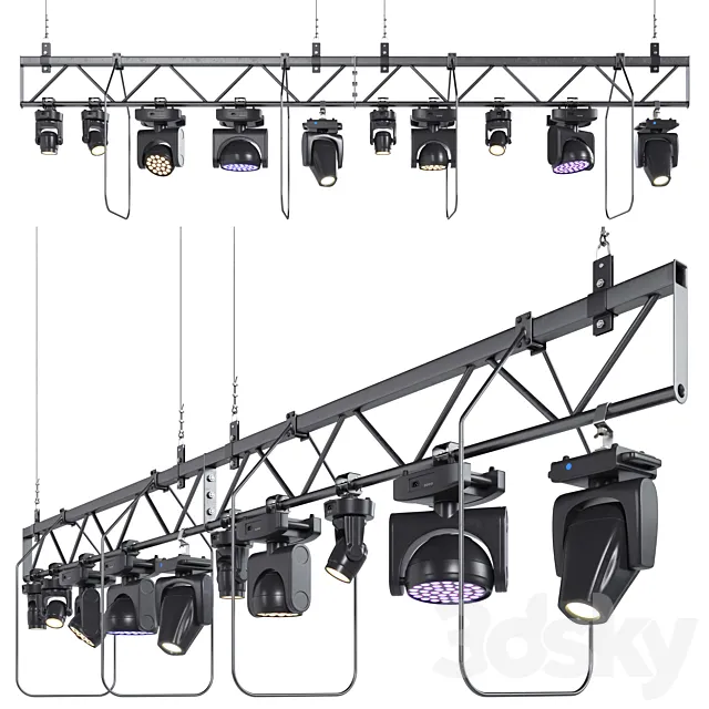 Soffit theater farm with lighting equipment 3D Model