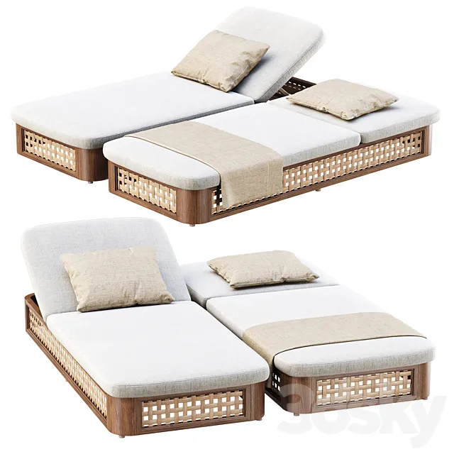 Sofia Rattan Chaise Lounge _ Chaise Lounge 3D Model