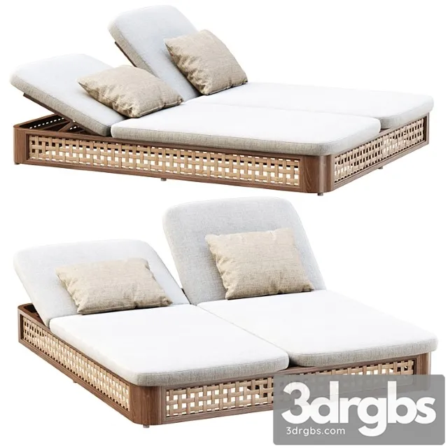 Sofia Rattan Double Chaise Lounge Shezlong 3D Model Download