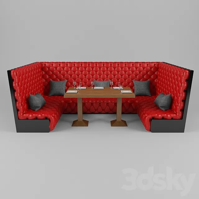 soft sofa with a table for a restaurant 3D Model soft sofa with a table for a restaurant 3D Model
