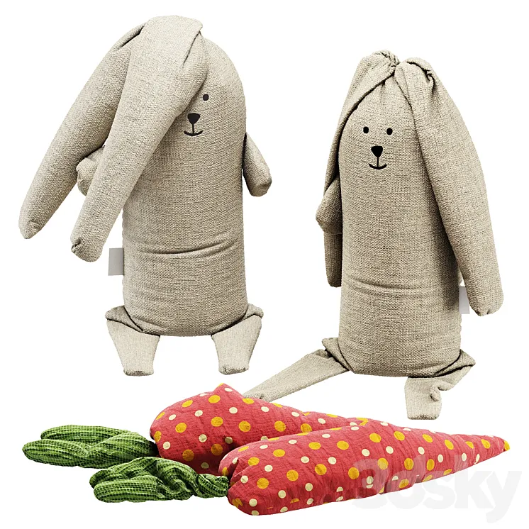 soft toys rabbits 3D Model Free Download