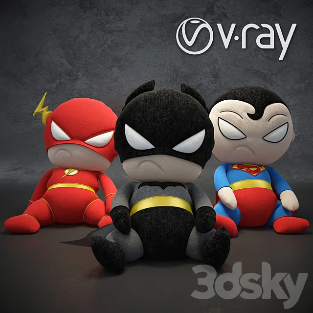 Soft toys superheroes of the DC universe 3DModel Soft toys superheroes of the DC universe 3DModel