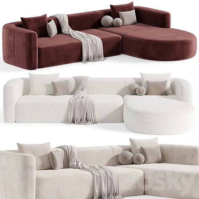 Soft Velvet Sofa By Acanva 3D Model Soft Velvet Sofa By Acanva 3D Model