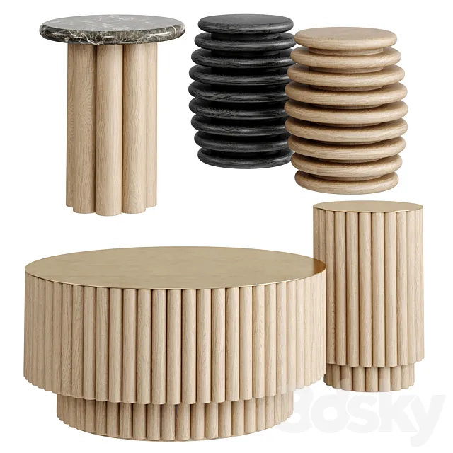 Soho Home Side Tables & Coffee Table 3D Model