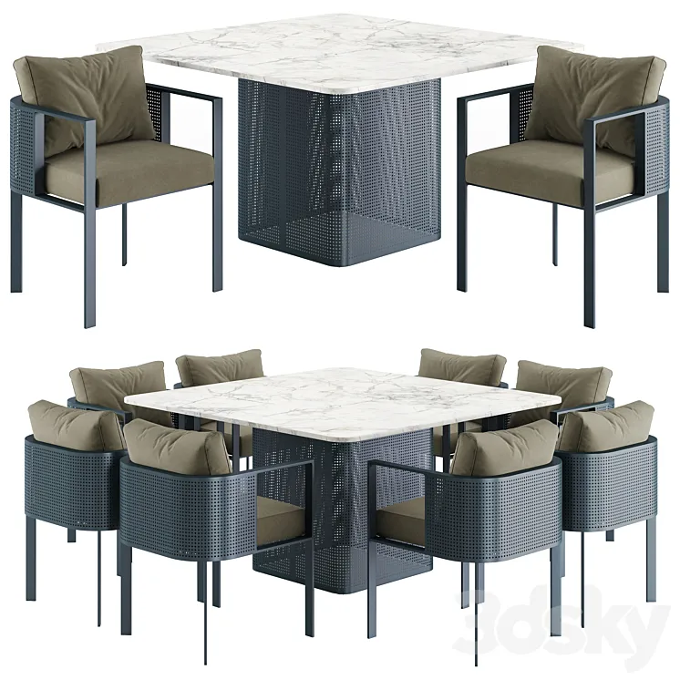 Solanas Dining & Chair 3D Model Free Download