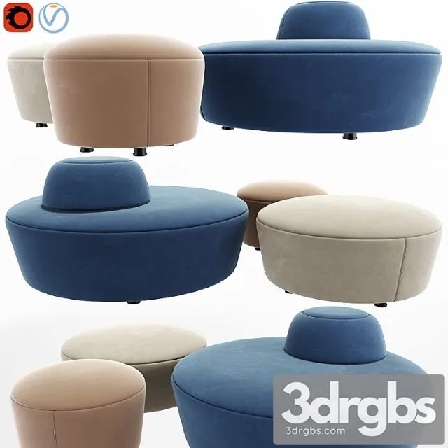 Solar ottoman set 02 2 3D Model Download