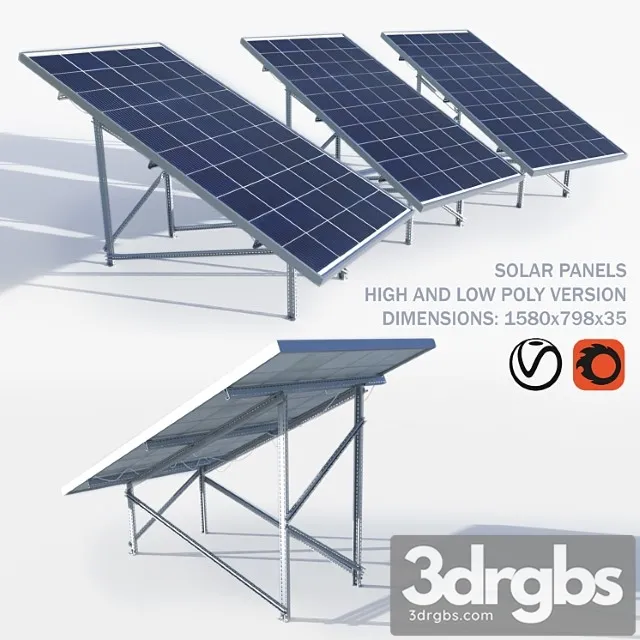 Solar Panels with Carcass 3D Model Download