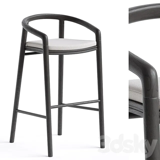 Solid Bar Stool with back Manutti 3D Model