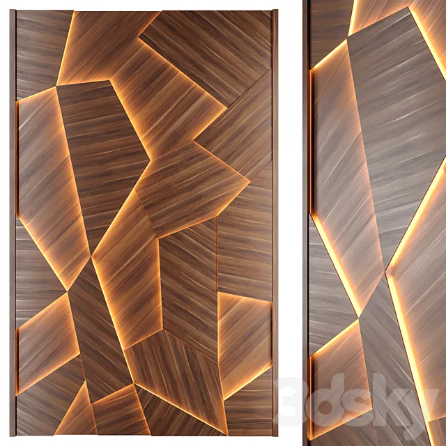 Solid wood wall panel 3D Model