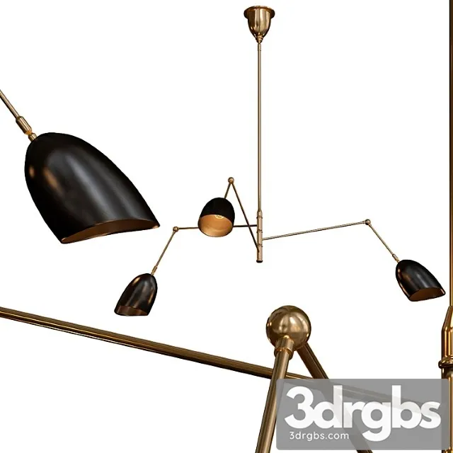 Sommerard Medium Triple Arm Chandelier Hand Rubbed Antique Brass 3D Model Download