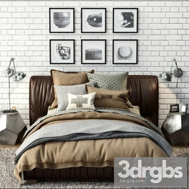 Sona Upholstered Platform Bed 3D Model Download