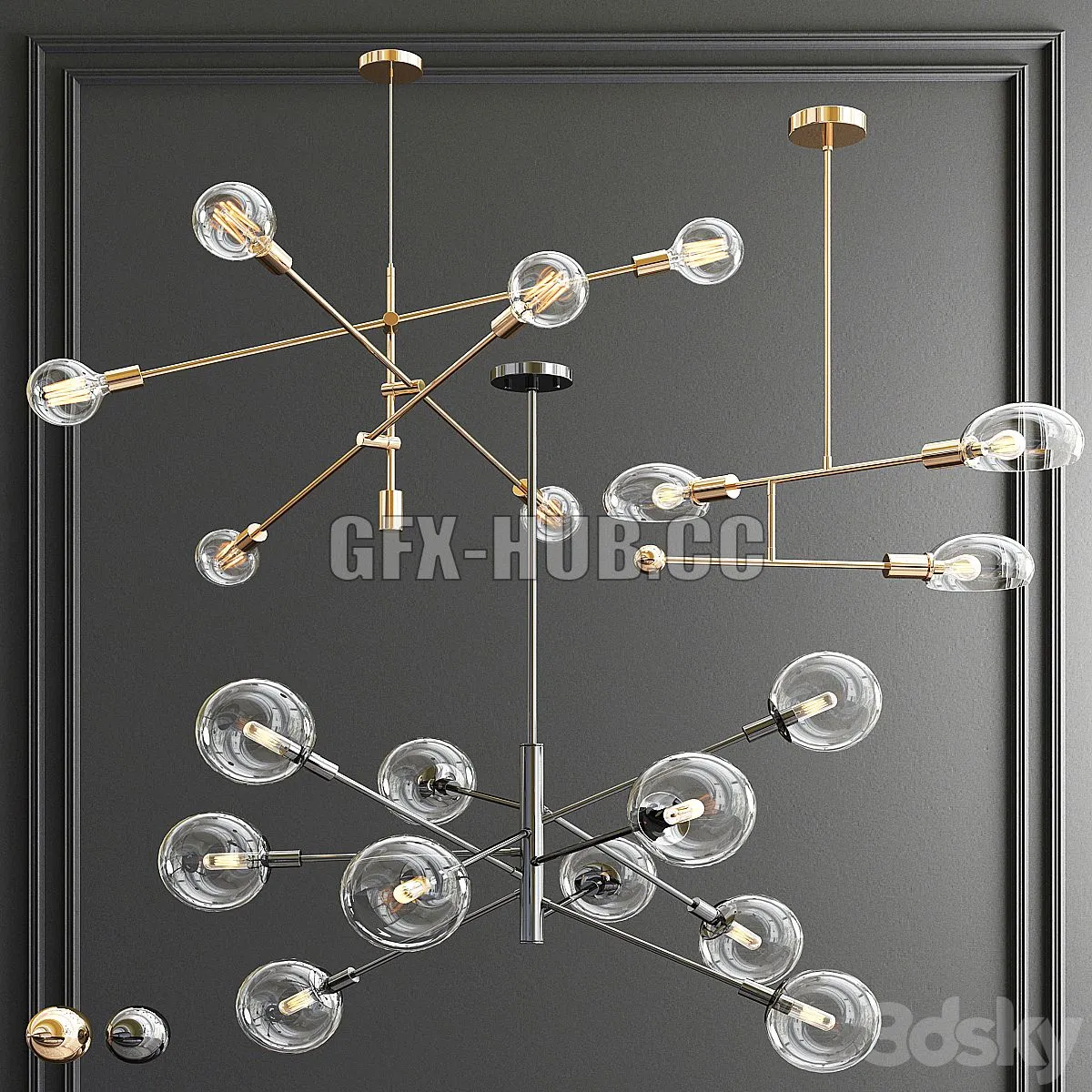 Sonneman Mobile Tangle Light – 3 type 3D Model Sonneman Mobile Tangle Light – 3 type 3D Model