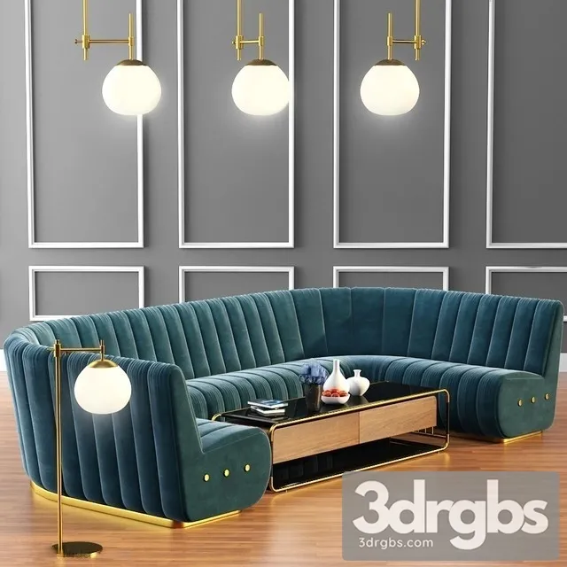 Sophia Long Sofa Launter Table With Parquet 3D Model Download Sophia Long Sofa Launter Table With Parquet 3D Model Download