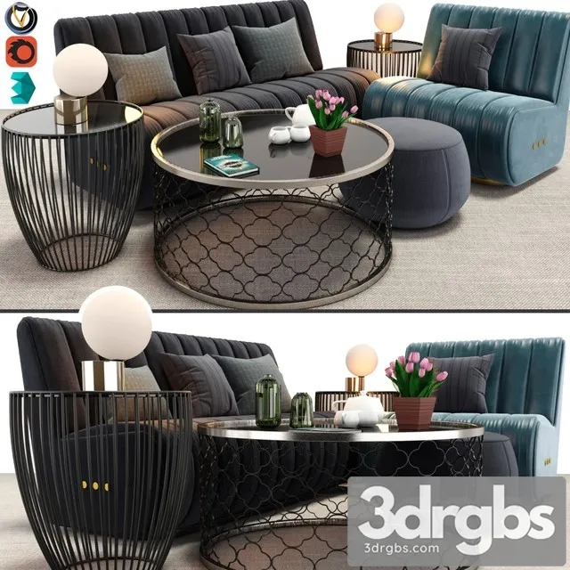 Sophia Sofa And Armchair Set 3D Model Download Sophia Sofa And Armchair Set 3D Model Download
