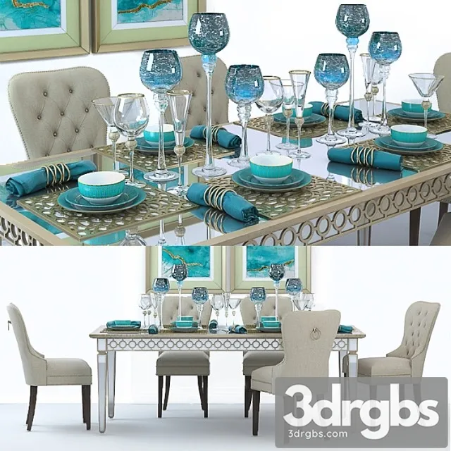 Sophie mirrored dining table 2 3D Model Download