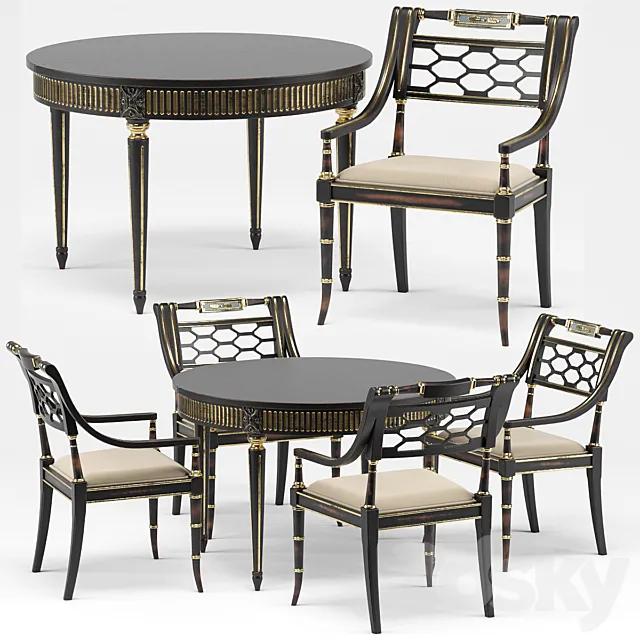 Sophy’s Regency Armchair Gustavian Round Dining Table 3D Model