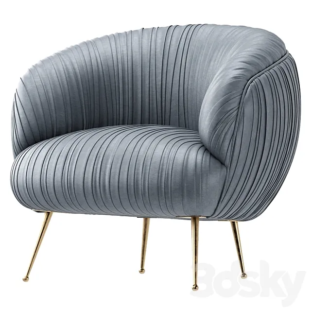 Souffle Chair in Ruched Steel Grey Leather 3D Model Souffle Chair in Ruched Steel Grey Leather 3D Model