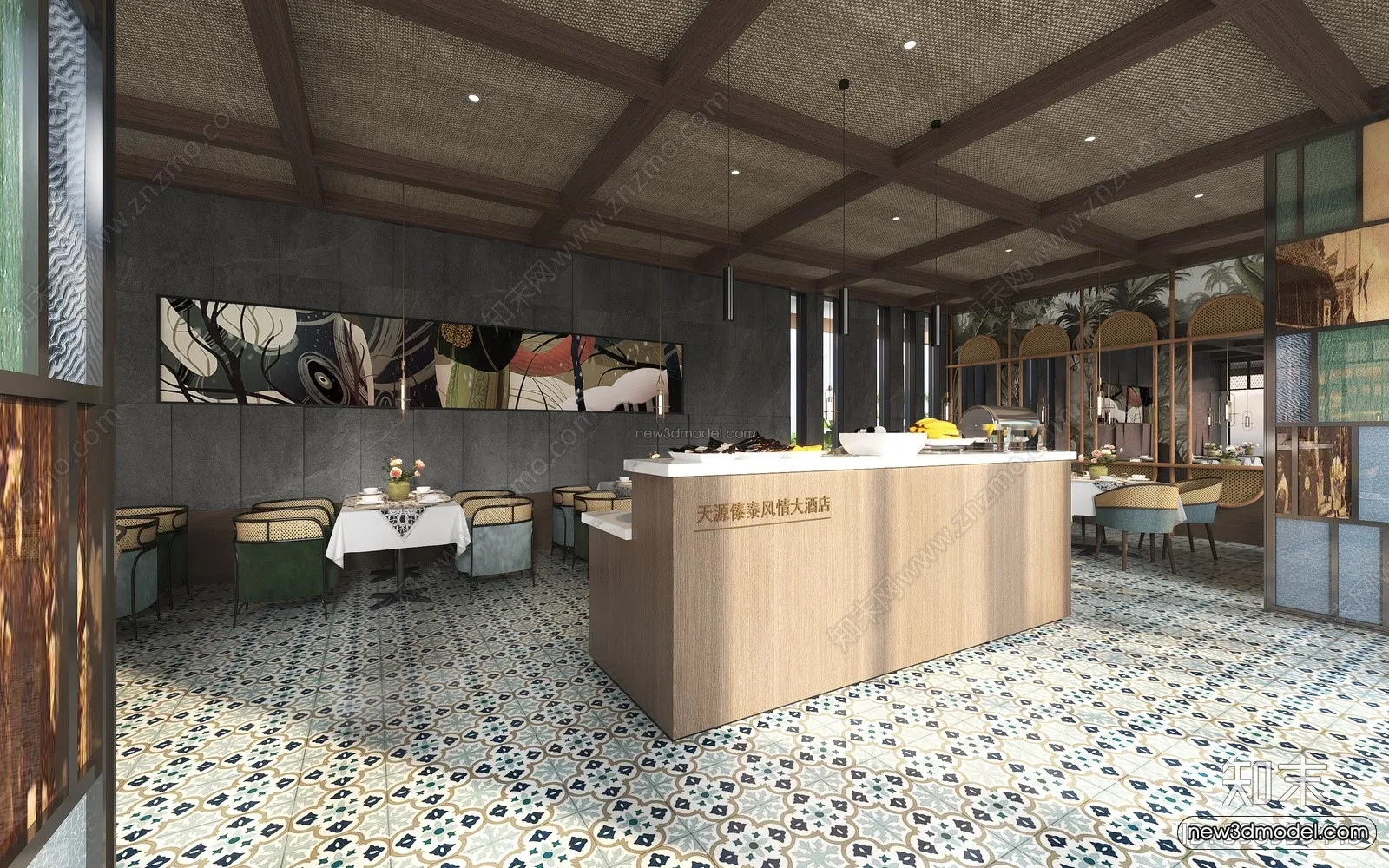 Southeast Asia Restaurant 3D Scenes – 3D Blocks – 012 – VRAY