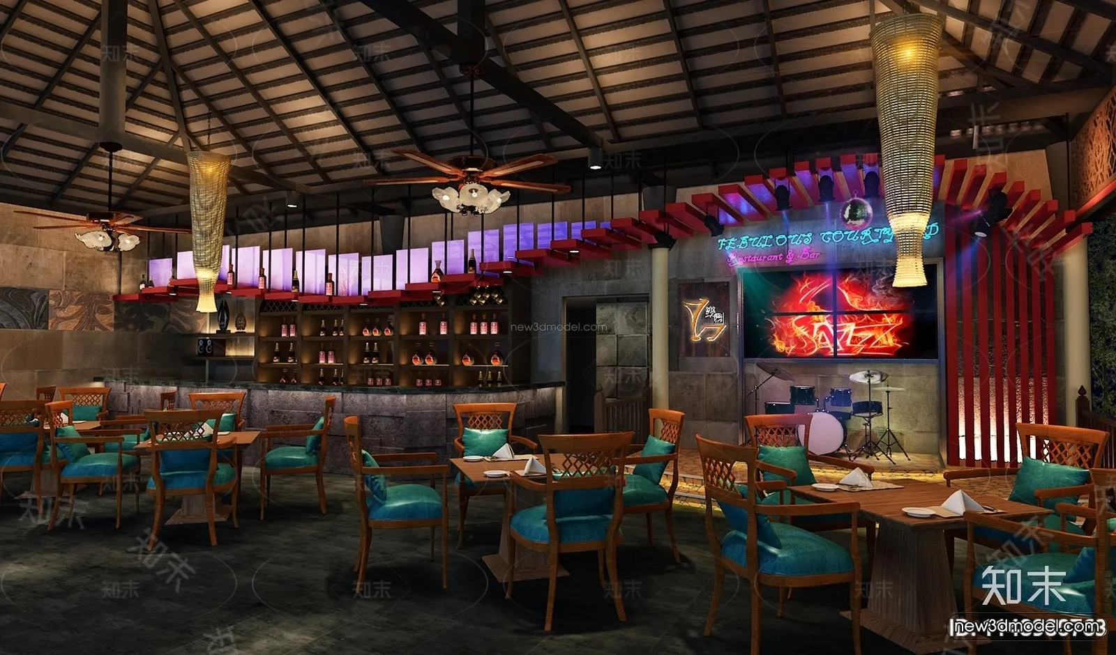 Southeast Asia Restaurant 3D Scenes – 3D Blocks – 022 – VRAY