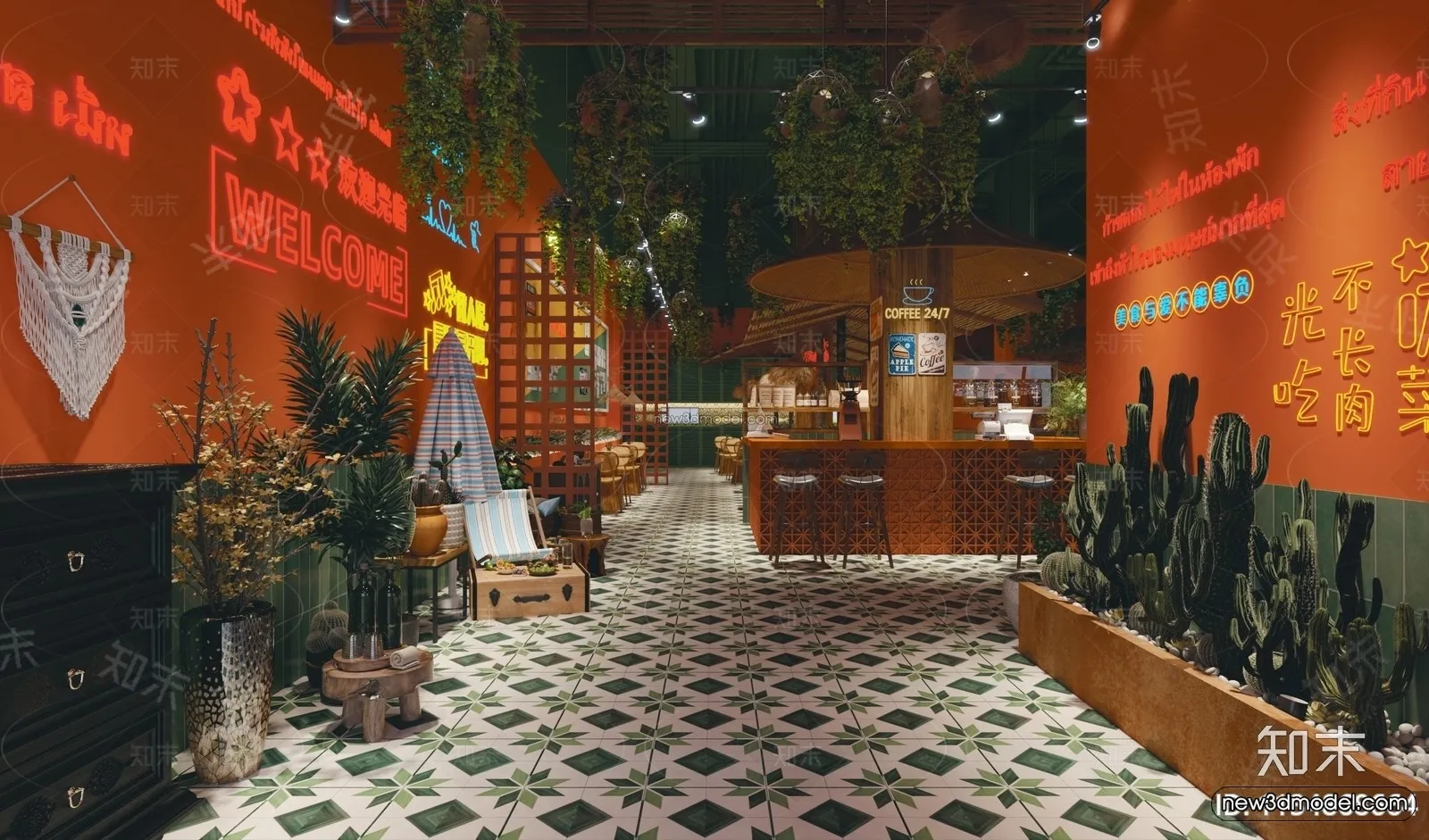 Southeast Asia Restaurant 3D Scenes – 3D Blocks – 034 – VRAY