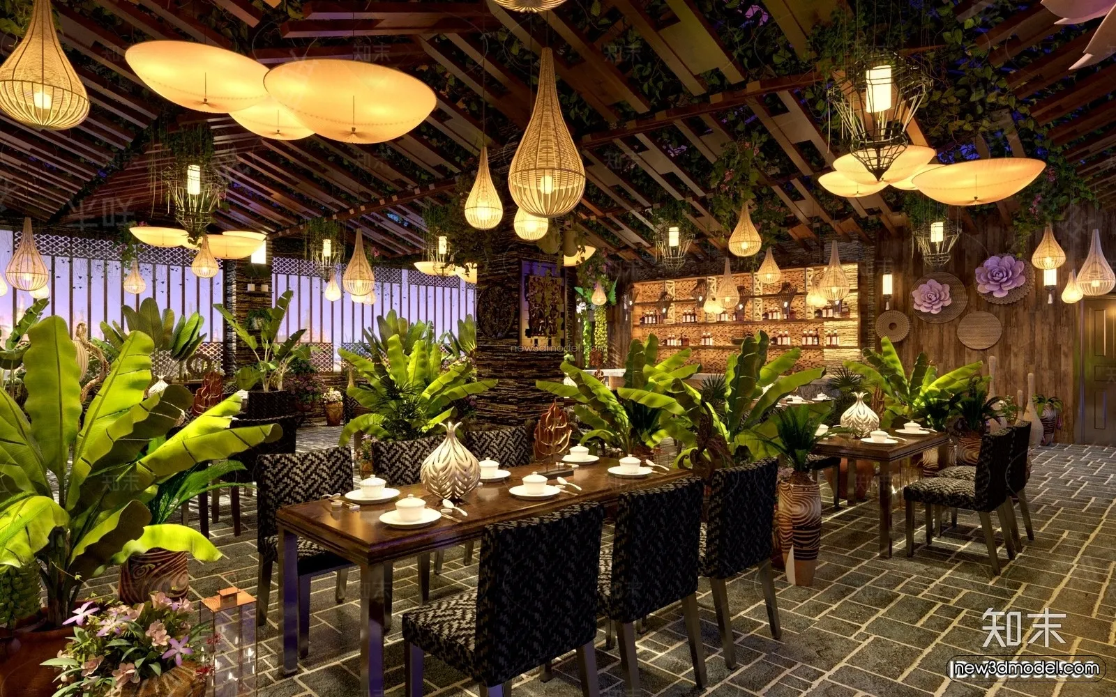 Southeast Asia Restaurant 3D Scenes – 3D Blocks – 053 – CORONA