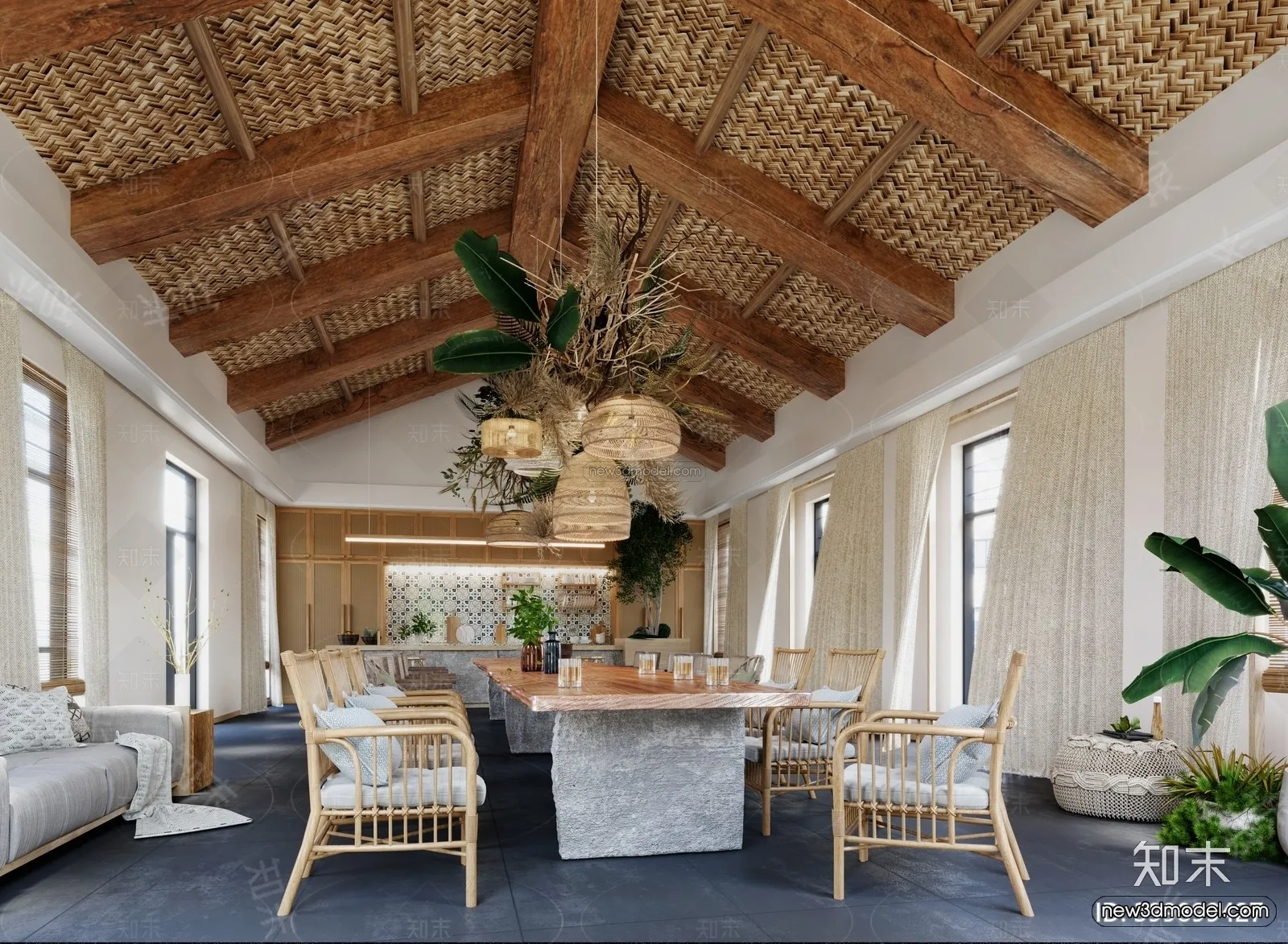 Southeast Asia Restaurant 3D Scenes – 3D Blocks – 054 – CORONA