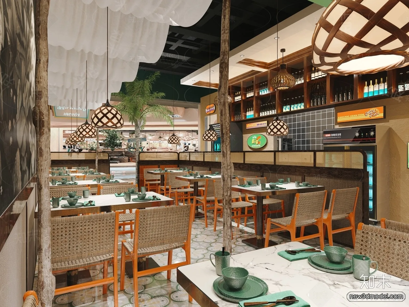 Southeast Asia Restaurant 3D Scenes – 3D Blocks – 059 – VRAY