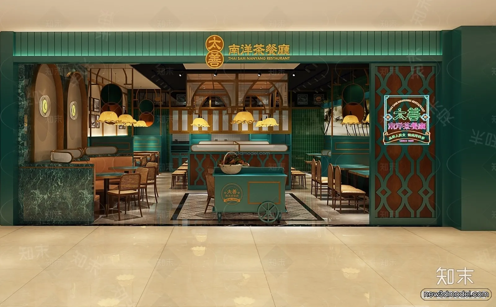 Southeast Asia Restaurant 3D Scenes – 3D Blocks – 062 – VRAY