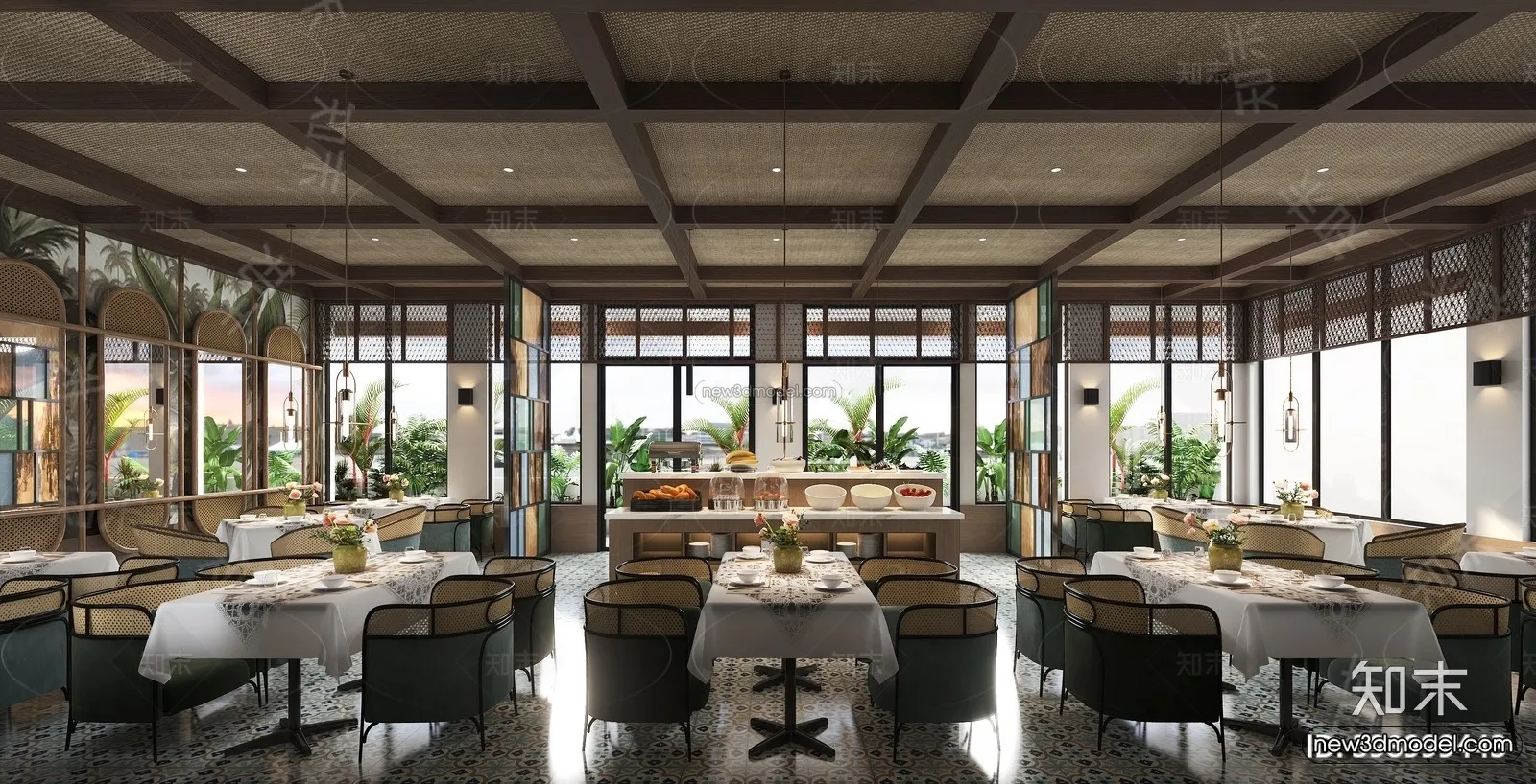 Southeast Asia Restaurant 3D Scenes – 3D Blocks – 064 – VRAY