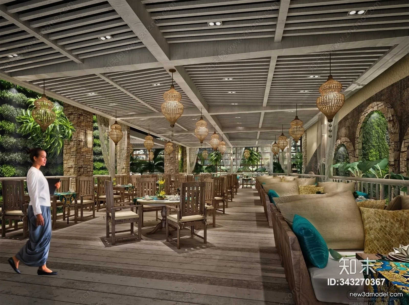 Southeast Asia Restaurant 3D Scenes – 3D Blocks – 070 – VRAY